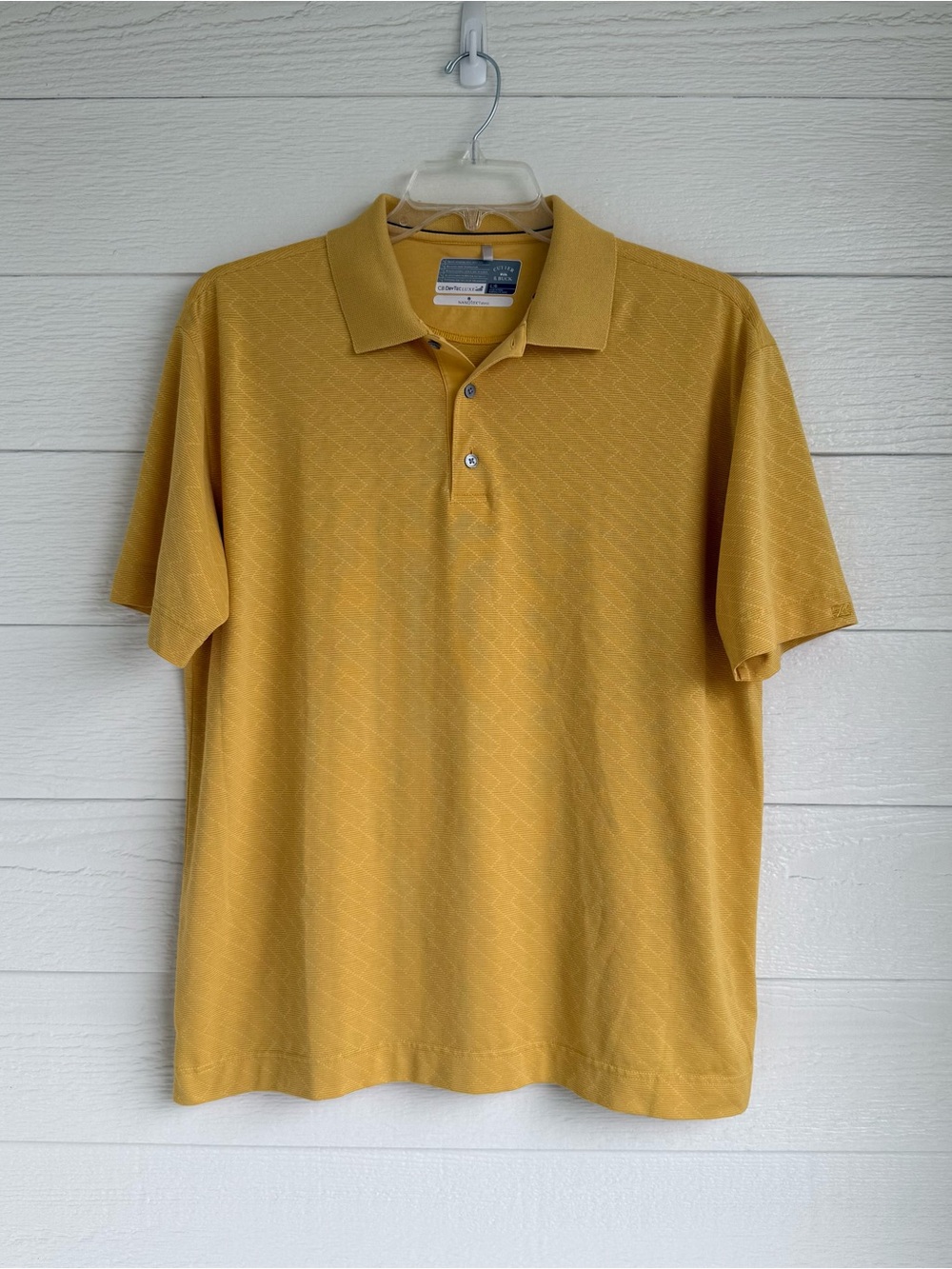 Cutter & Buck Gold Yellow Men’s Polo Size Large CB DryTec Luxe Nanotex Fabric